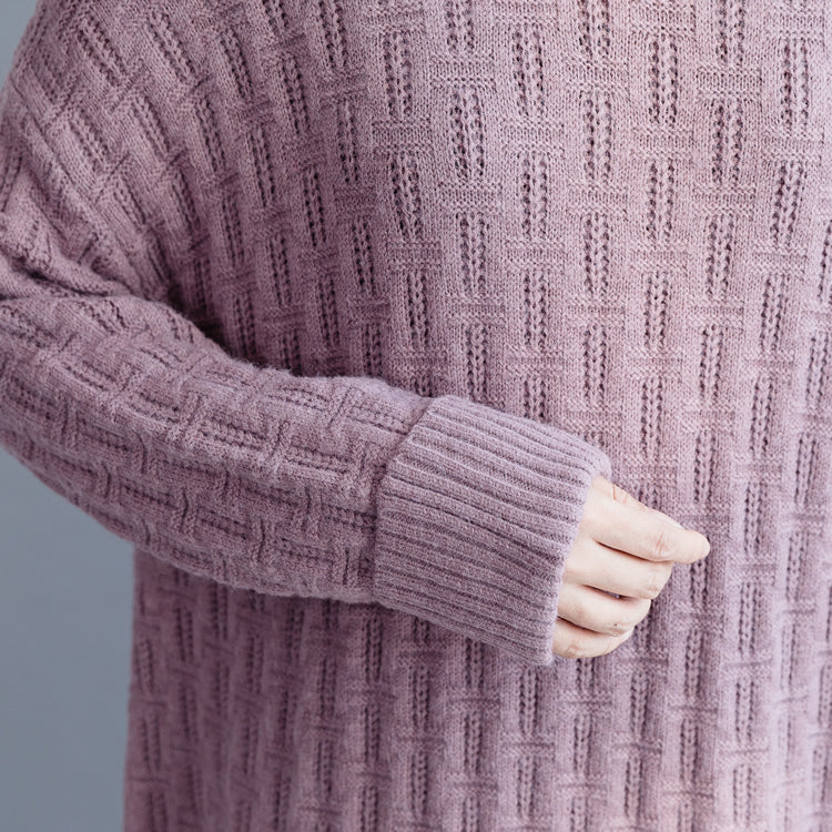 レディース プルオーバー ニットワンピース Oネック ブラック オーバーサイズ セーターワンピース