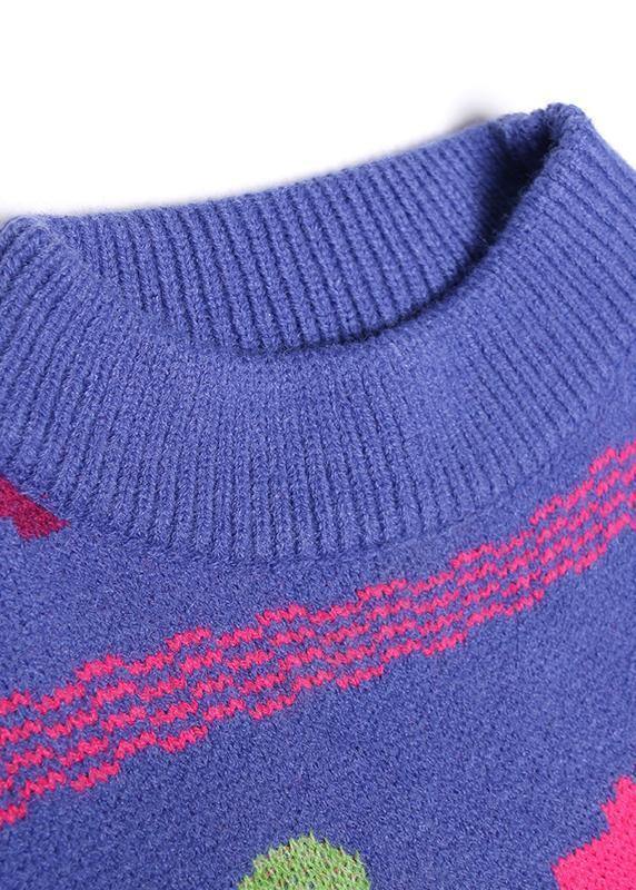 ヴィンテージ フラワー ニットワンピース スタンドカラー／ホールデザイン／バギーシルエット／ニットウェア